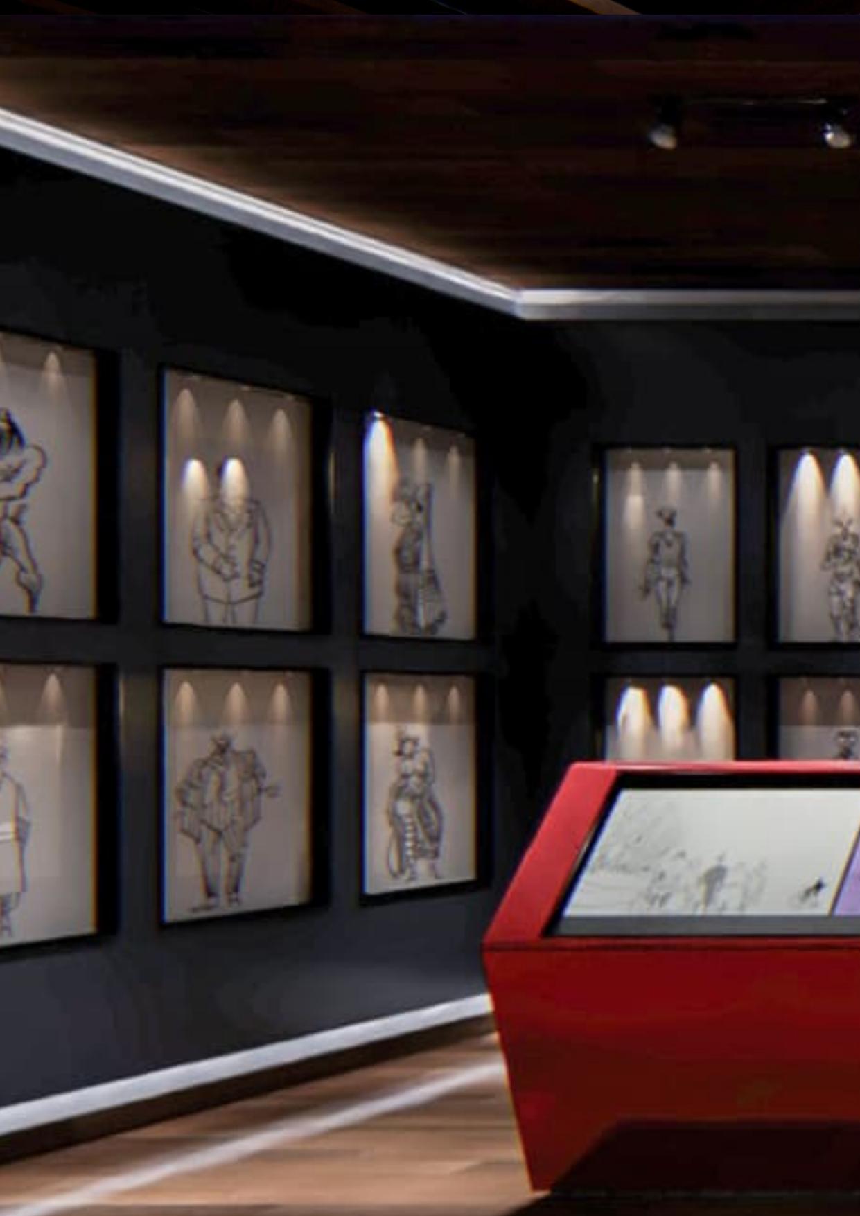 Turhan Selçuk'un Sanat Yolculuğu ve Çizgi Dünyası Karikatür sergileme duvarı ve interaktif kürsü